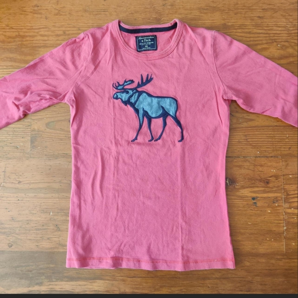 Y2K Abercrombie & Fitch hot pink baby tee  long sleeves